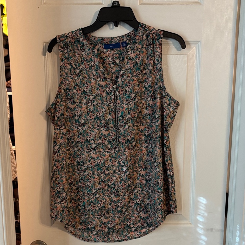 Apt. 9 Multicolor Floral Zip-Front Blouse